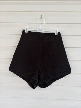 MISHA Collection High Waisted Shorts Black Textured Tailored Chic Minimalist
